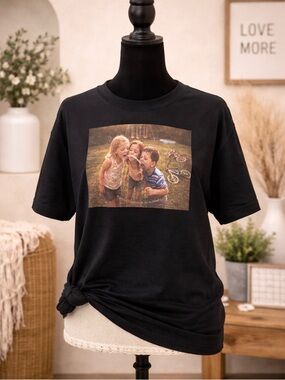 Bella Canvas Black Short Sleeve Tee with Kids Photo Graphic